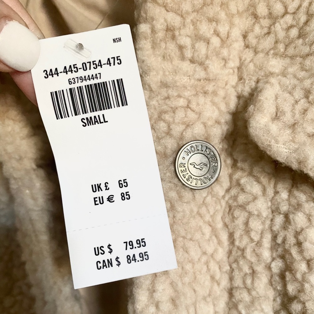 NWT 🧸 Hollister Camel Sherpa Teddy-style Jacket - Picture 4 of 6